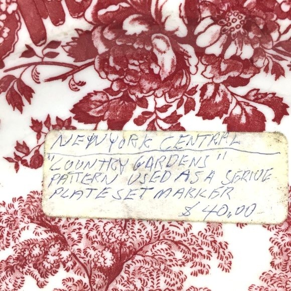 New York Central Country Garden Red Cranberry Transferware Charger Plate Restaur - Picture 4 of 6